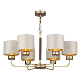 David Hunt Lighting Hunter 6 Lt Pendant Brass with Bespoke Shades   HUN0640